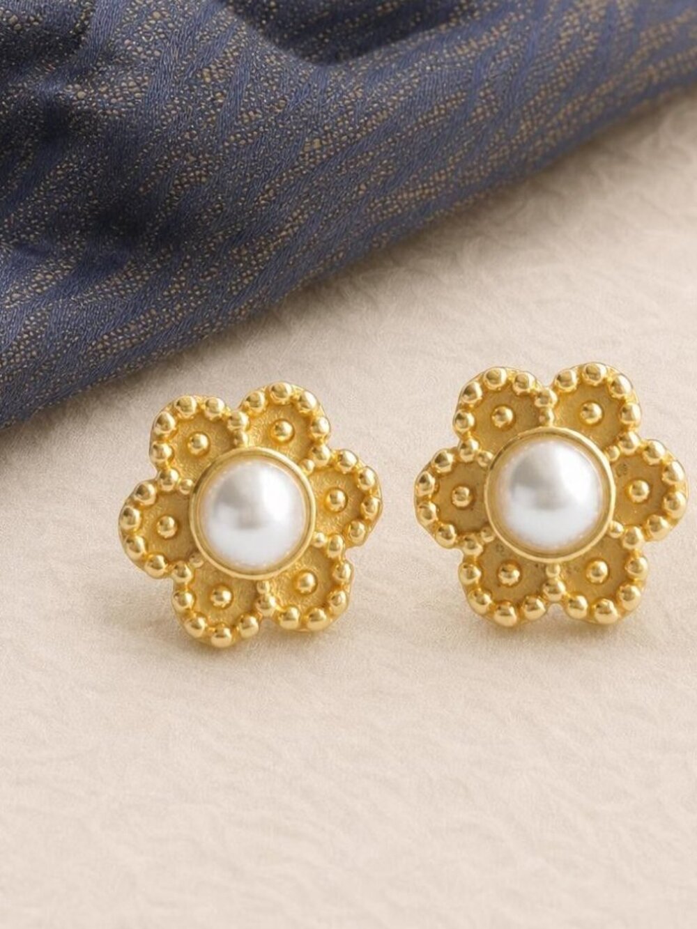 Julie Vos Colette Beaded Pearl Stud Earrings